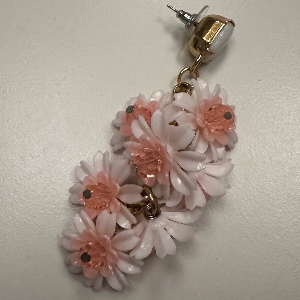 Danny Pollak - Playful Pink Floral Crystal Drop Statement Earrings - Picture 12 of 12